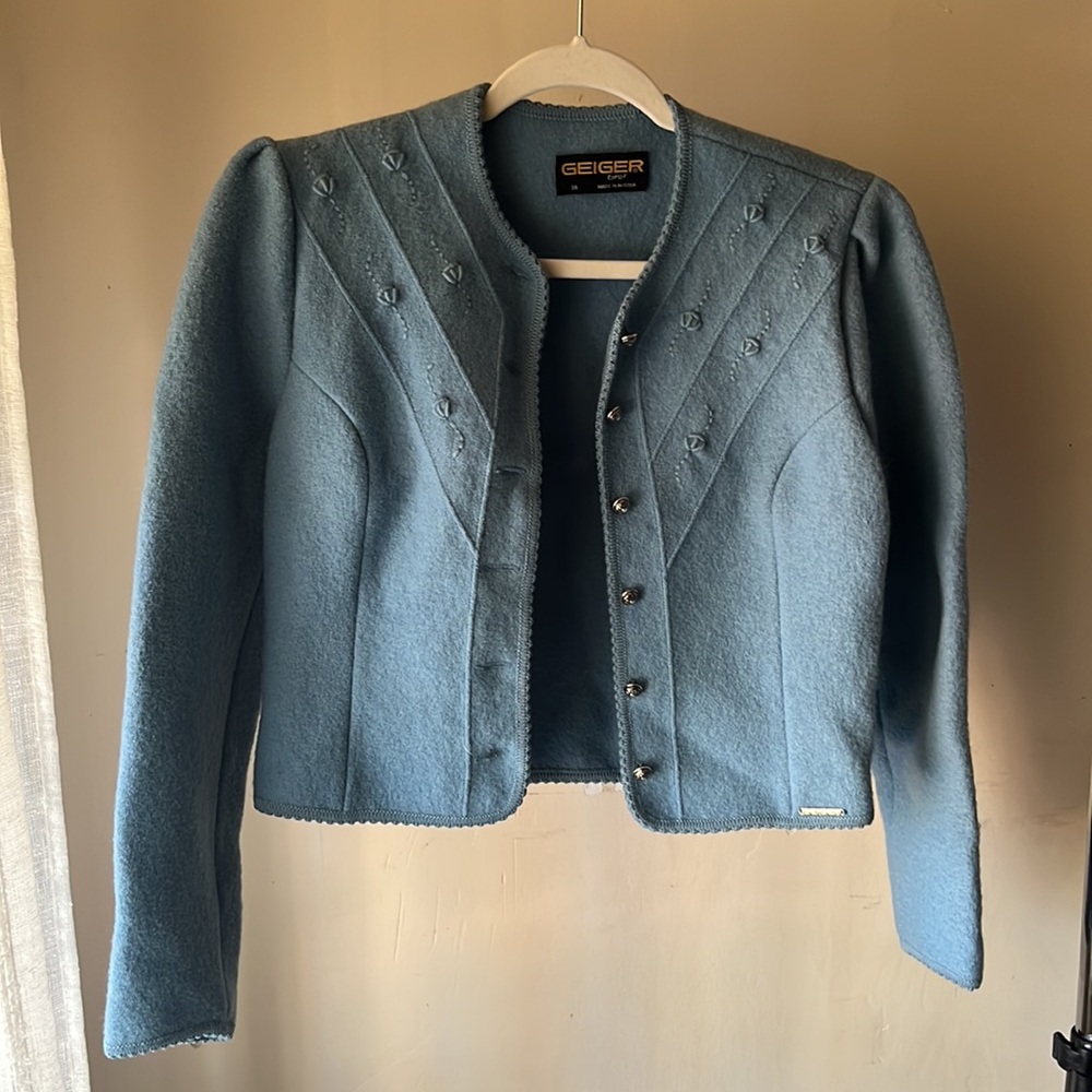 Geiger Sky Blue Wool Cardigan - Vintage